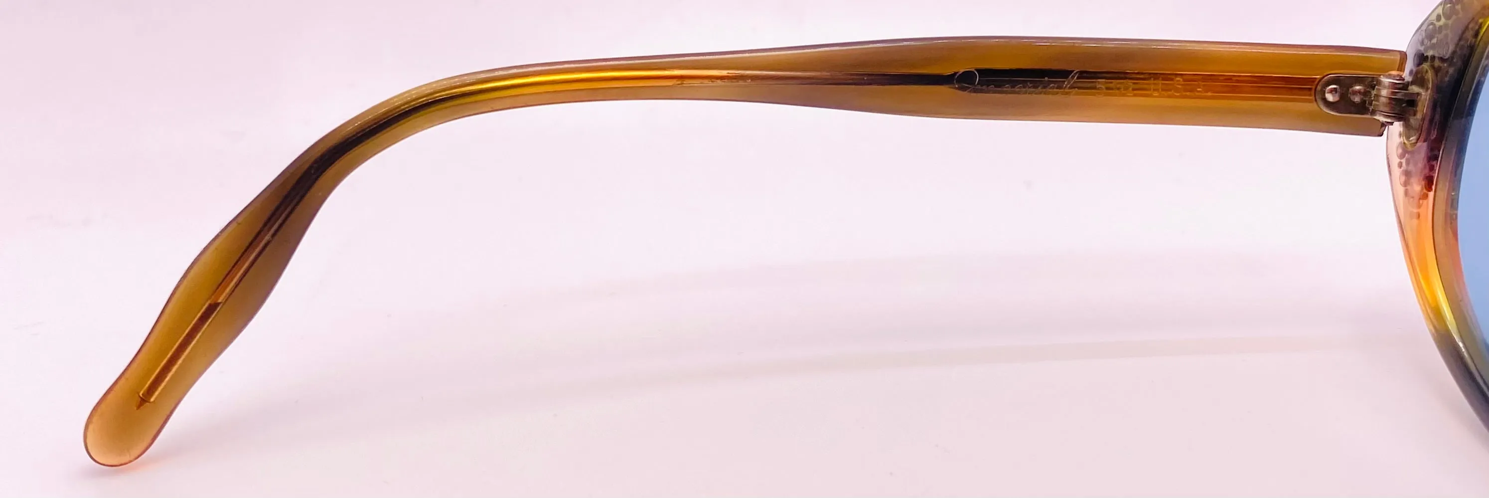 Vintage Imperial 5 1/2 Mod Amber Honey Sunglasses – CR39 Blue Lenses – Made in USA