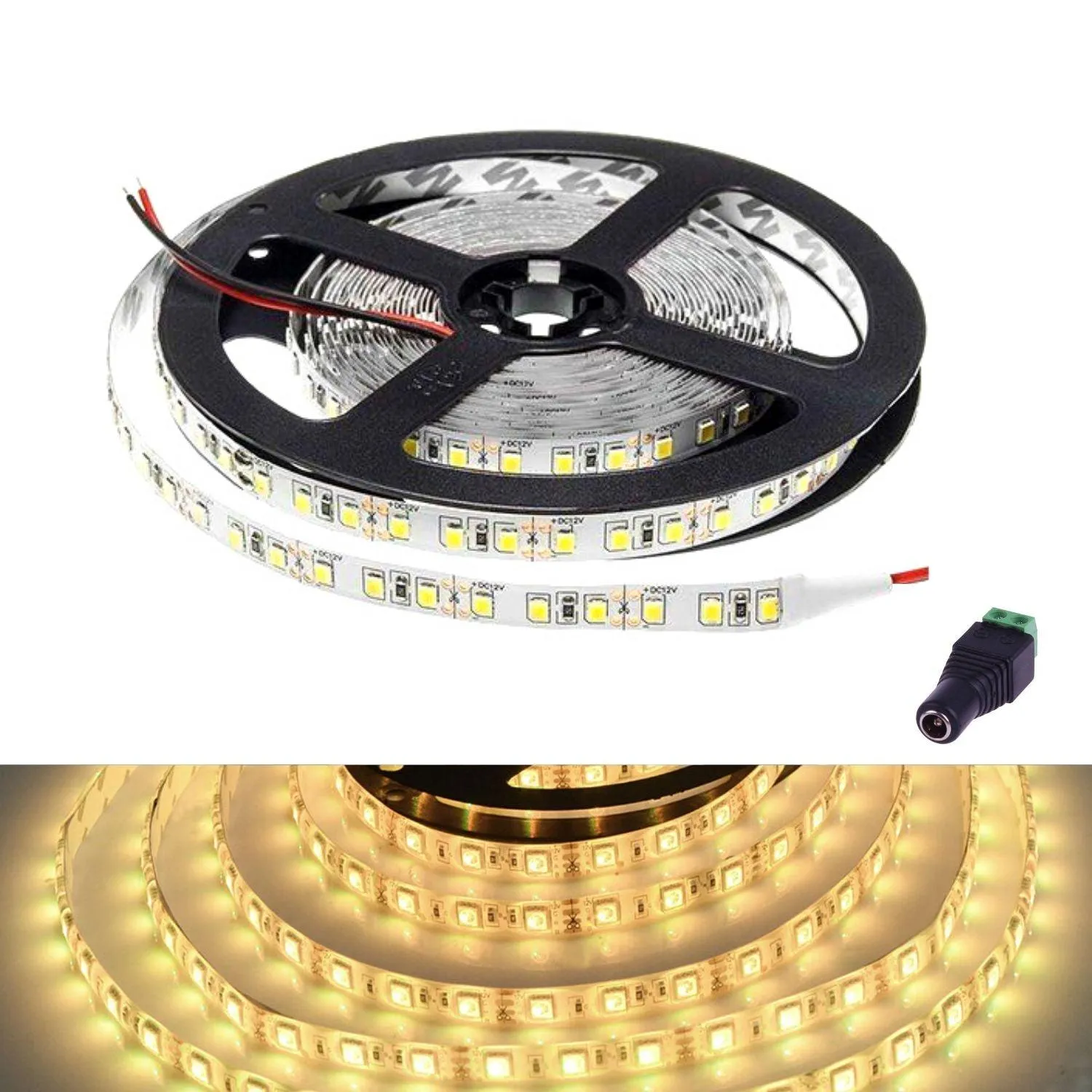 Warm White LED Strip 12V IP65 Waterproof 60LED/m 5 metre Full Kit