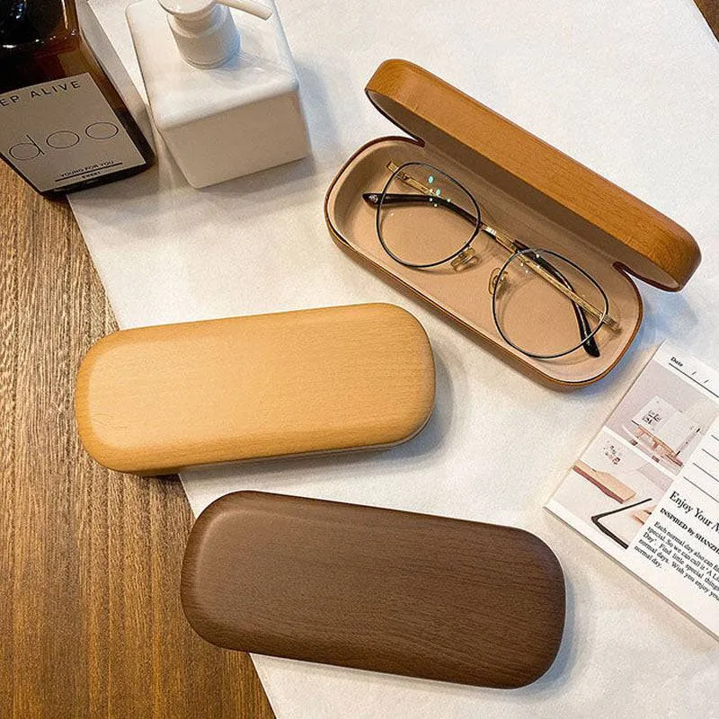 Wood Grain Anti-pressure and Anti-fall Glasses Case