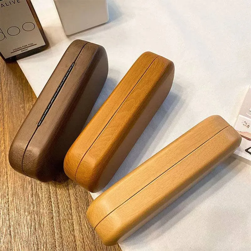 Wood Grain Anti-pressure and Anti-fall Glasses Case