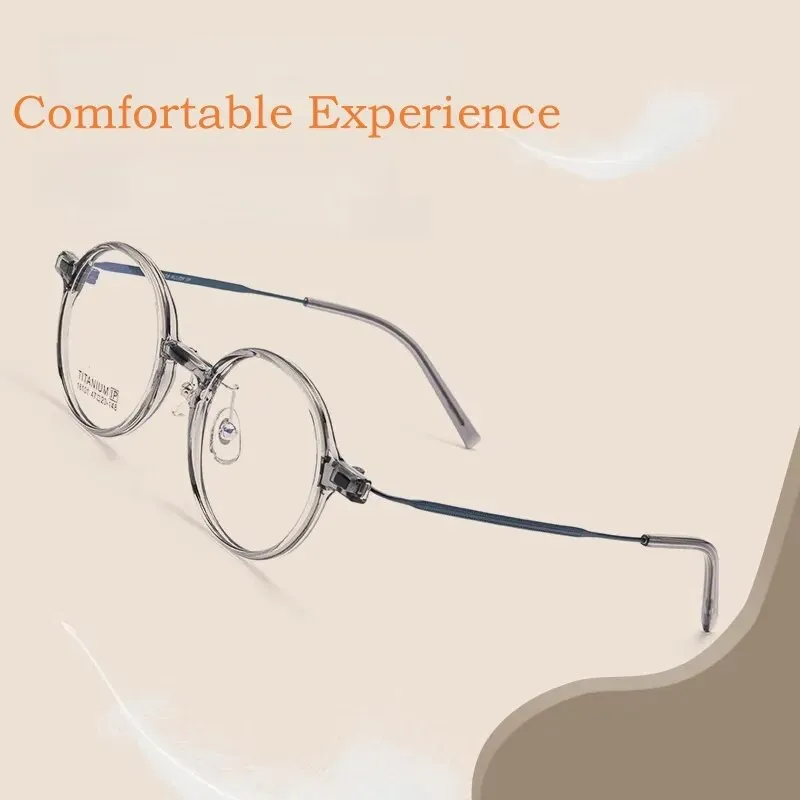 Yimaruili Unisex Full Rim Small Round Tr 90 Titanium Eyeglasses 16101x