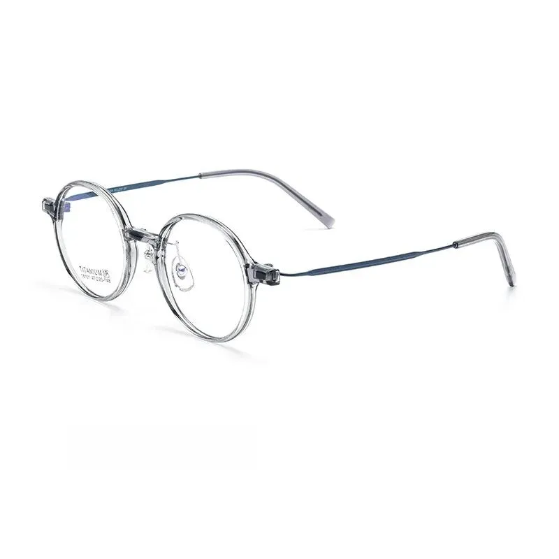 Yimaruili Unisex Full Rim Small Round Tr 90 Titanium Eyeglasses 16101x