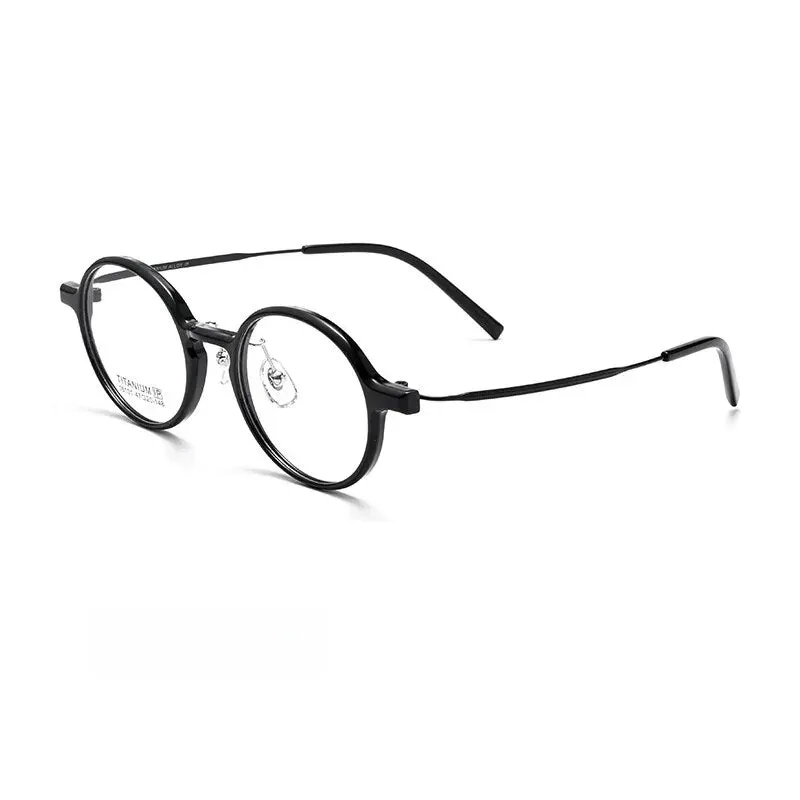 Yimaruili Unisex Full Rim Small Round Tr 90 Titanium Eyeglasses 16101x