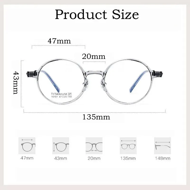 Yimaruili Unisex Full Rim Small Round Tr 90 Titanium Eyeglasses 16101x