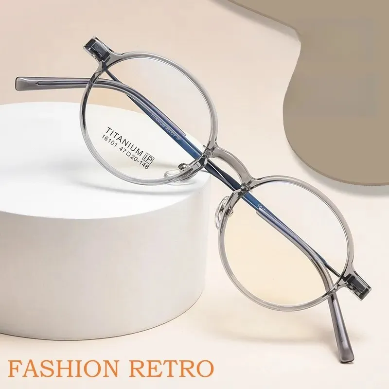Yimaruili Unisex Full Rim Small Round Tr 90 Titanium Eyeglasses 16101x